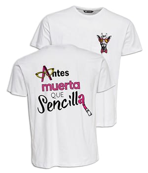 Camiseta infantil 'Antes Muerta Que Sencilla'. Frontal y Reverso. ChapartsDesigns