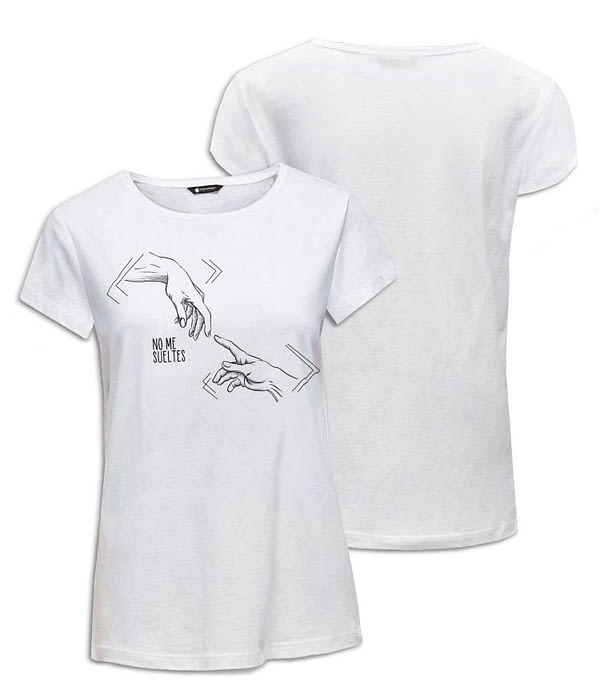 Camiseta Mujer 'No Me Sueltes'. Frontal y Reverso. ChapartsDesigns