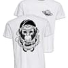 Camiseta Infantil 'Mono Astronauta, un viaje interestelar'. Frontal y Reverso. ChapartsDesigns