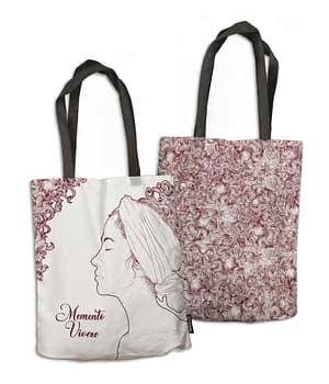 Bolsa de Tela 'Memento vivere'. Burdeos. 2 Caras. ChapartsDesigns