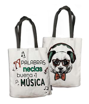Bolsa de Tela 'A palabras necias buena música'. 2 Caras. ChapartsDesigns