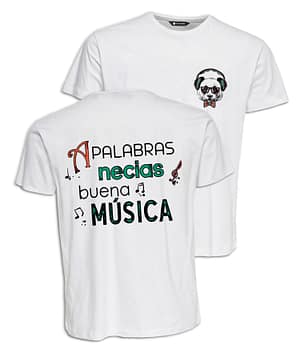 Camiseta infantil 'A palabras necias buena música'. Reverso. Frontal. ChapartsDesigns