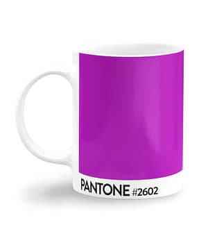 Taza Blanca 'Pantone #2602'. Izquierda. Diestro. ChapartsDesigns
