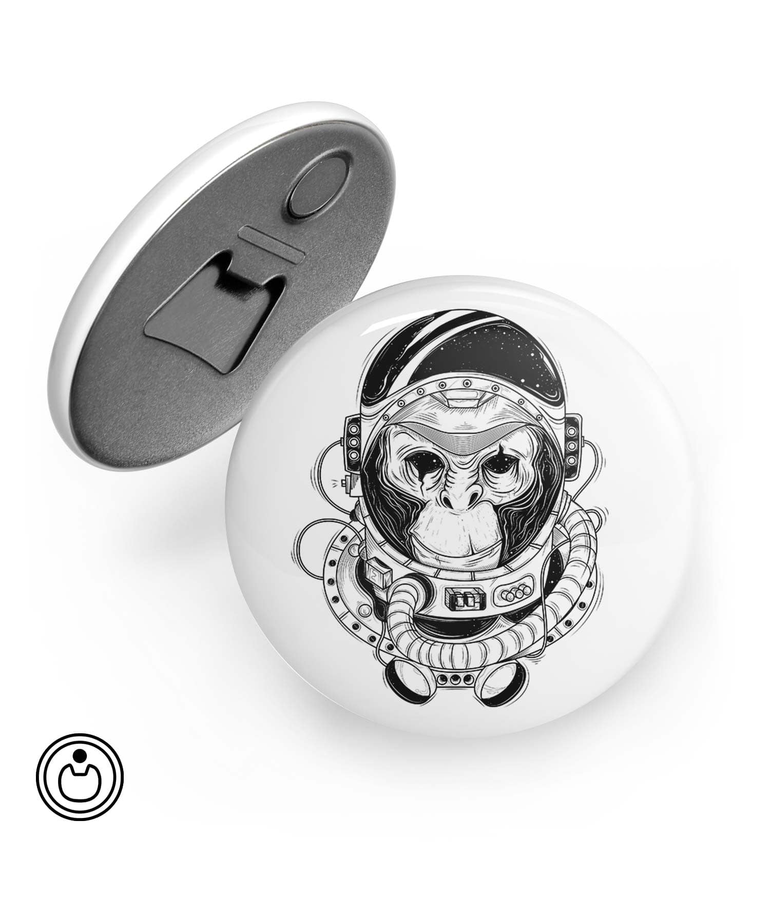 Chapa Abridor con Imán 'Mono Astronauta, un viaje interestelar'. Blanco. ChapartsDesigns Chapa Abridor con Imán 'Mono Astronauta, un viaje interestelar'. Blanco. ChapartsDesigns