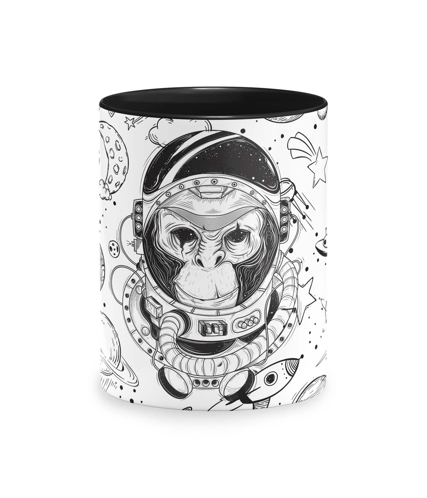 Taza Color 'Mono Astronauta, un viaje interestelar'. Frontal. ChapartsDesigns Taza Color 'Mono Astronauta, un viaje interestelar'. Frontal. ChapartsDesigns