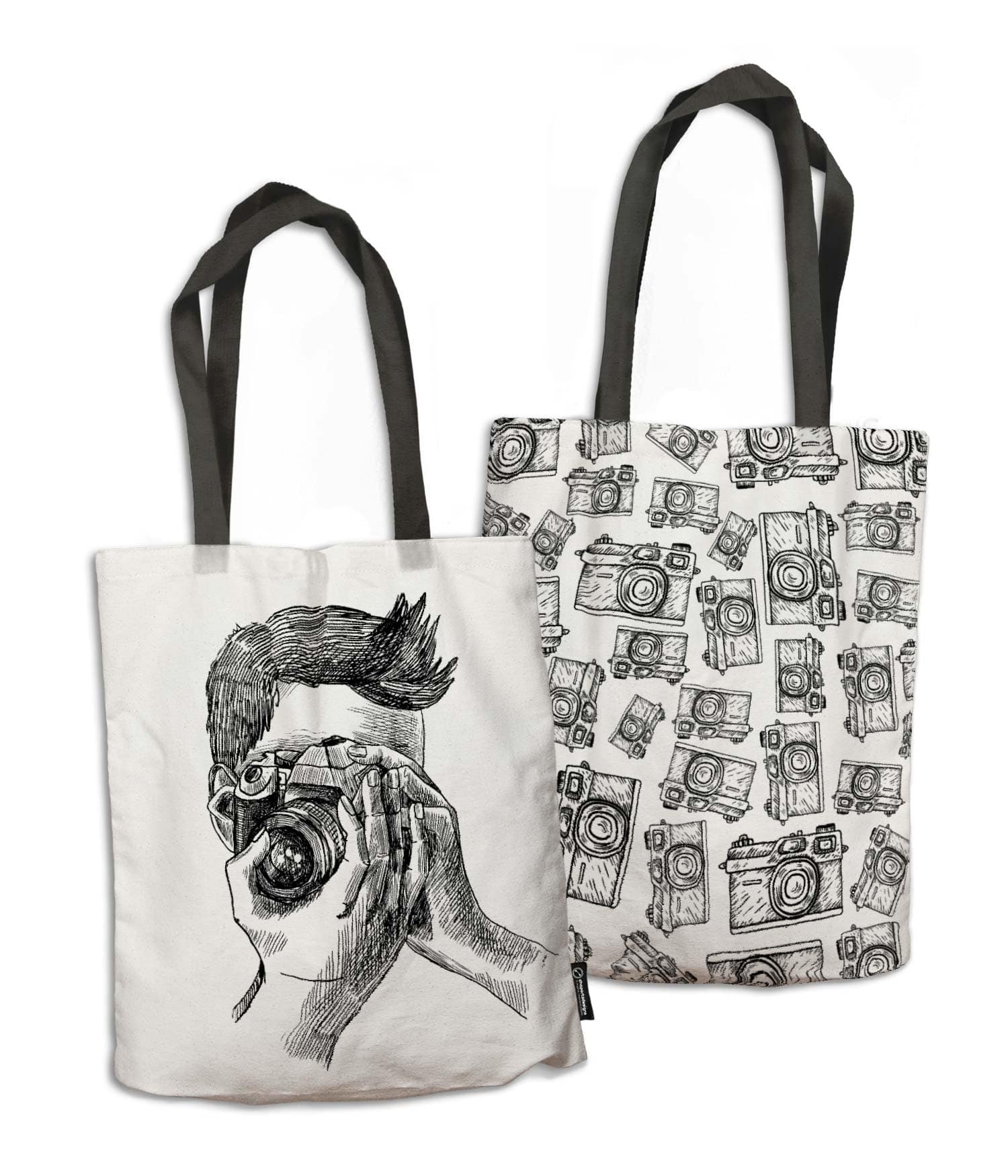 Bolsa de Tela 'Fotógrafo captando sonrisas'. Negra. 2 Caras. ChapartsDesigns Bolsa de Tela 'Fotógrafo captando sonrisas'. Negra. 2 Caras. ChapartsDesigns