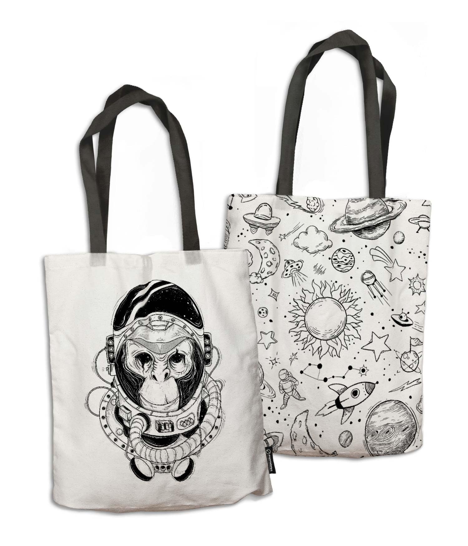 Bolsa de Tela 'Mono Astronauta, un viaje interestelar'. 2 Caras. ChapartsDesigns