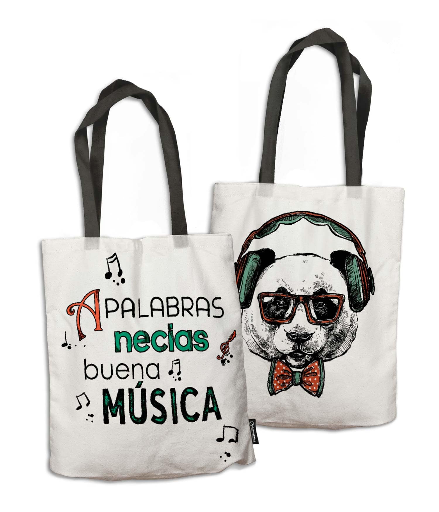 Bolsa de Tela 'A palabras necias buena música'. 2 Caras. ChapartsDesigns