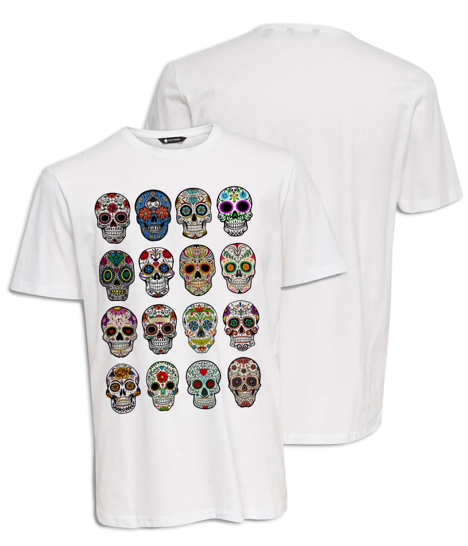 Camiseta Hombre 'Catrinas con pasaporte Mexicano'. Frontal. Reverso. ChapartsDesigns Camiseta Hombre 'Catrinas con pasaporte Mexicano'. Frontal. Reverso. ChapartsDesigns