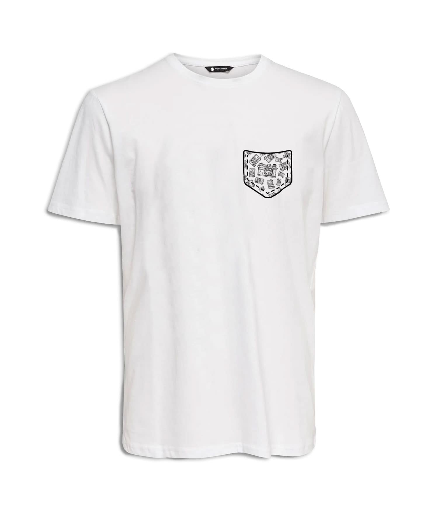 Camiseta Hombre 'Fotógrafo capturando sonrisas'. Frontal. ChapartsDesigns