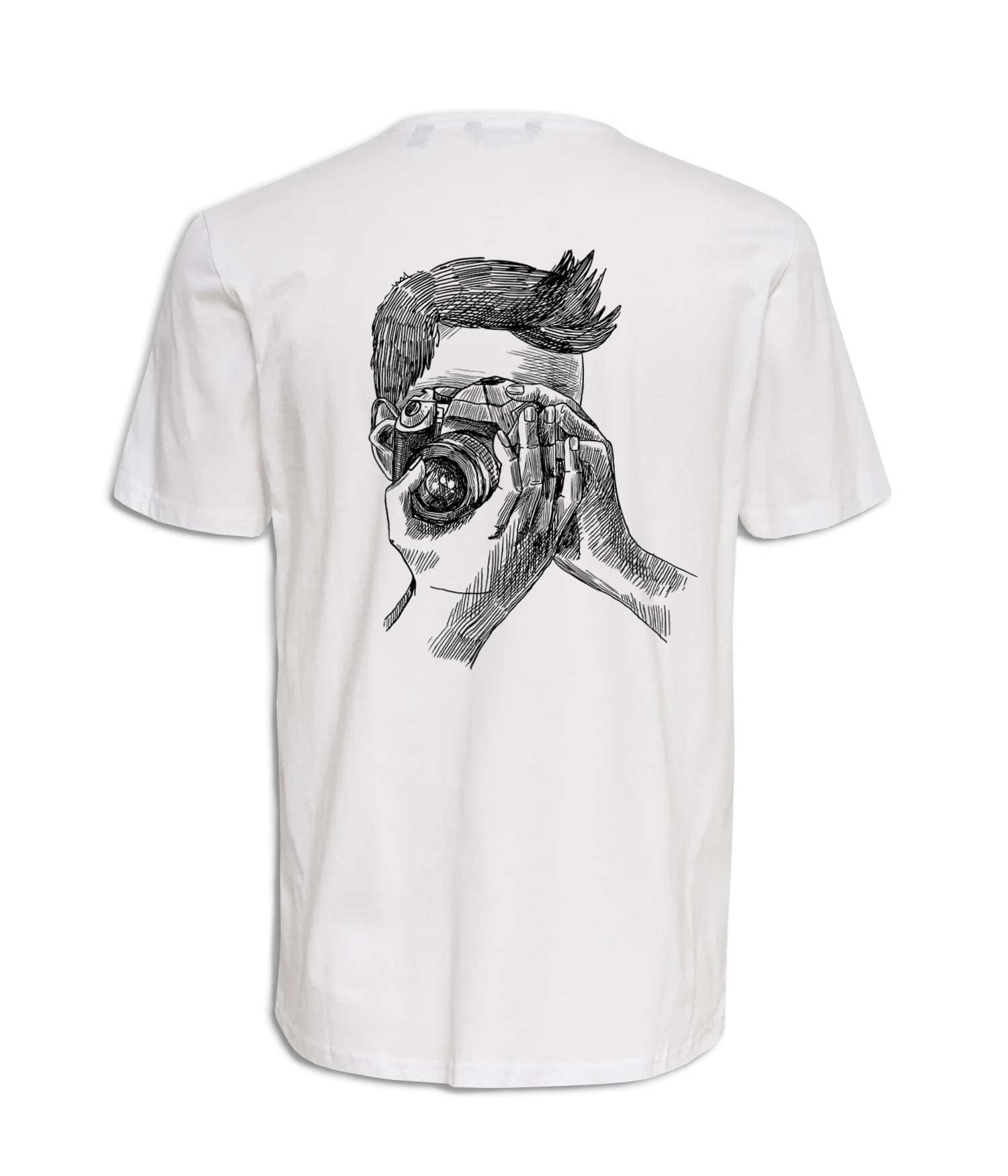 Camiseta Hombre 'Fotógrafo capturando sonrisas'. Reverso. ChapartsDesigns