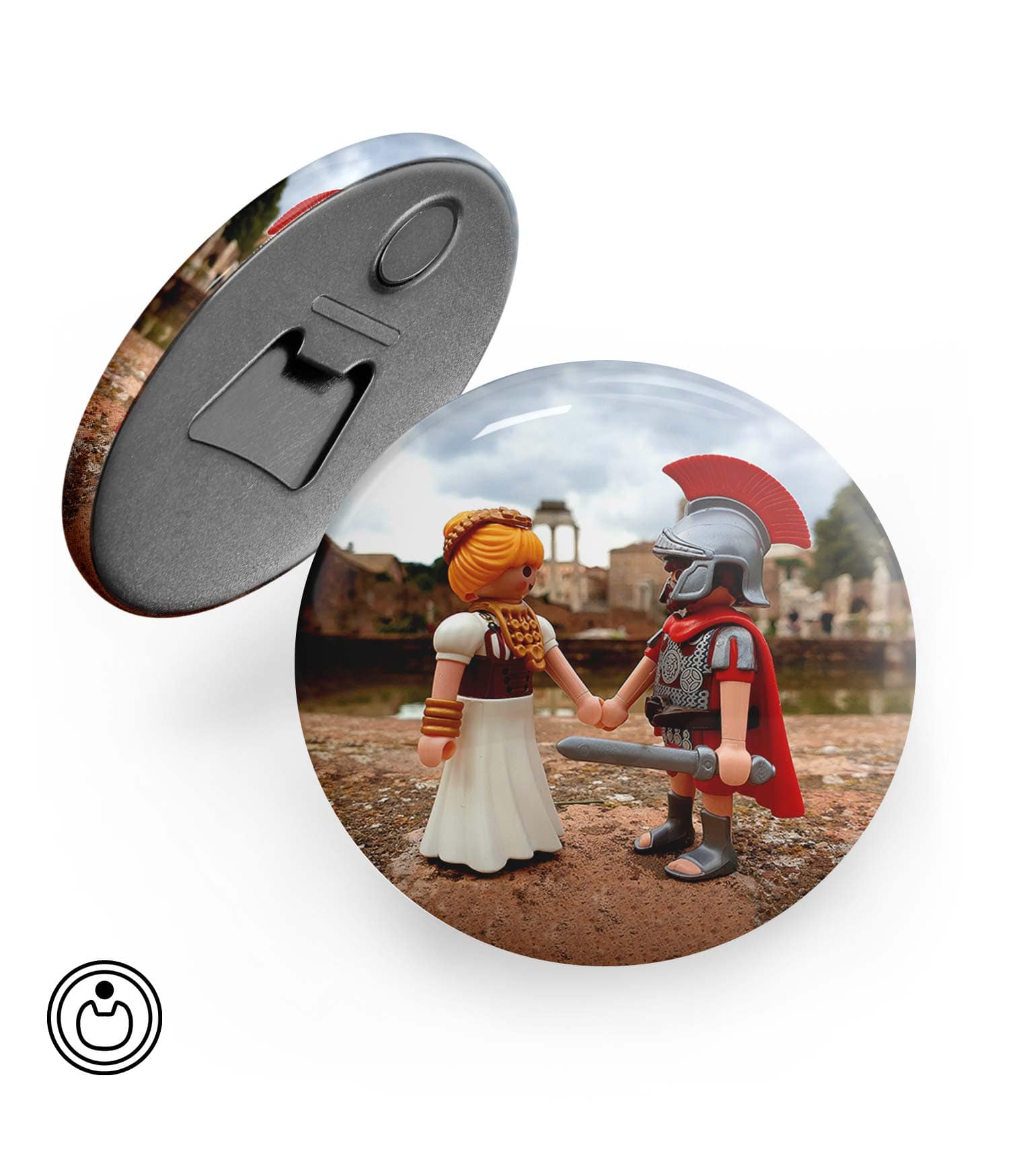 Chapa Abridor con Imán 'Amor secreto en Roma' de Sergio Ninot. ChapartsDesigns