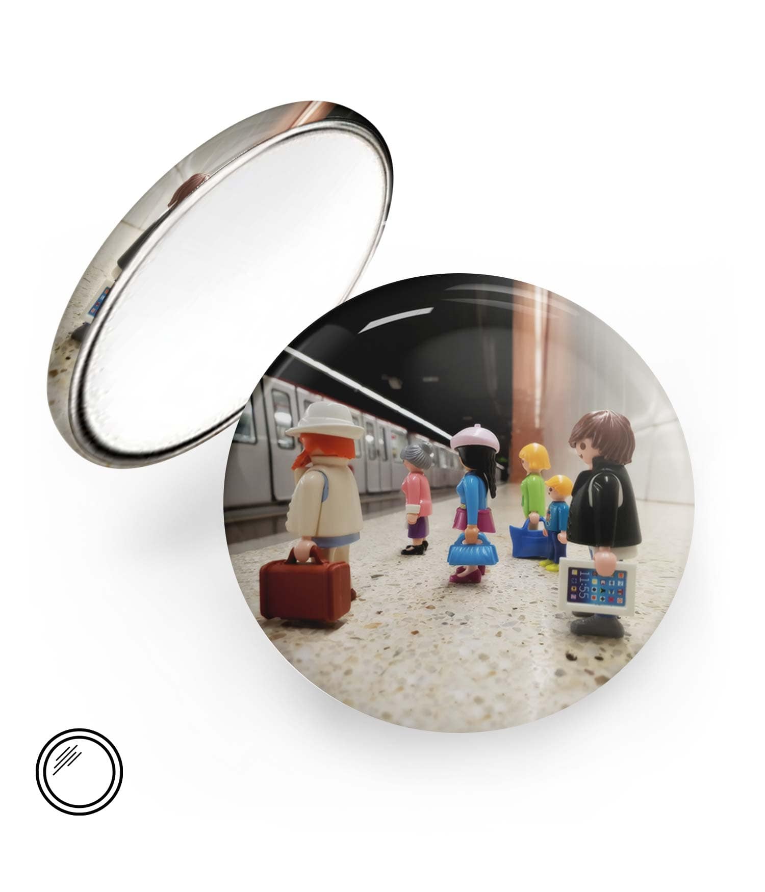 Chapa Espejo 'En la parada de metro' de Sergio Ninot. ChapartsDesigns