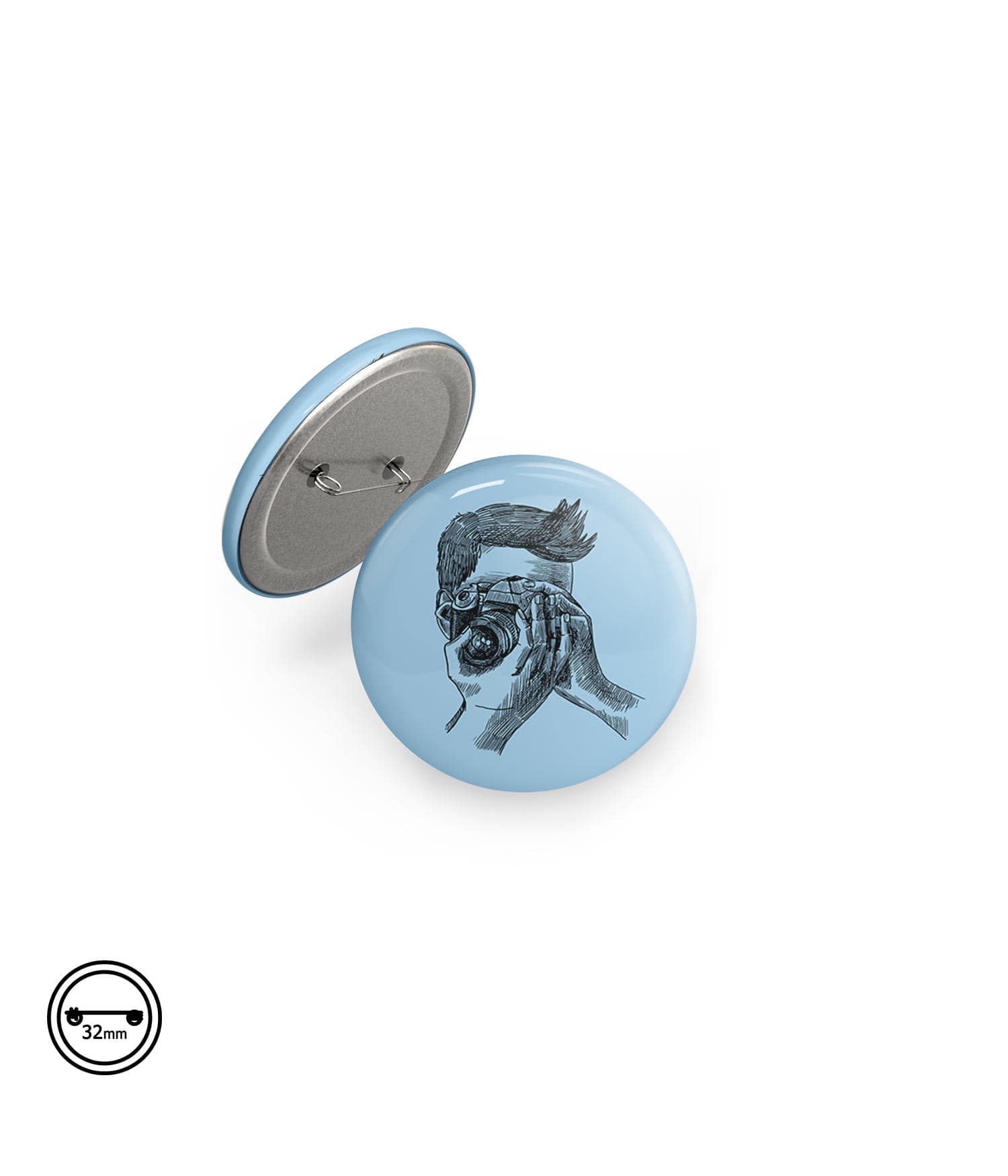 Chapa 32mm 'Fotógrafo capturando momentos'. Cielo. ChapartsDesigns Chapa 32mm 'Fotógrafo capturando momentos'. Cielo. ChapartsDesigns