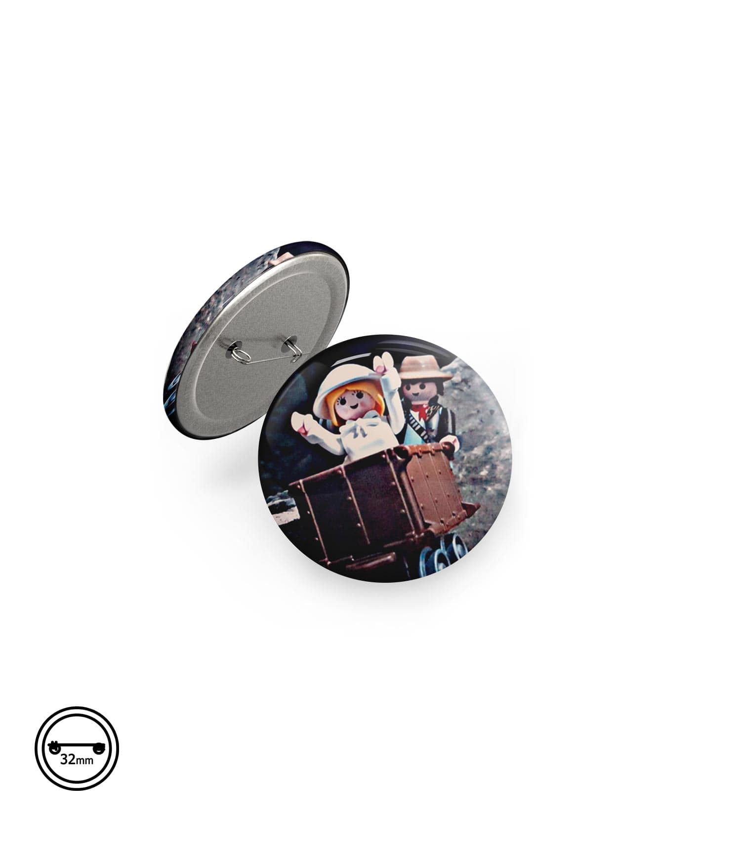 Chapa Imperdible 32mm 'La aventura de la mina secreta' de Sergio Ninot. ChapartsDesigns