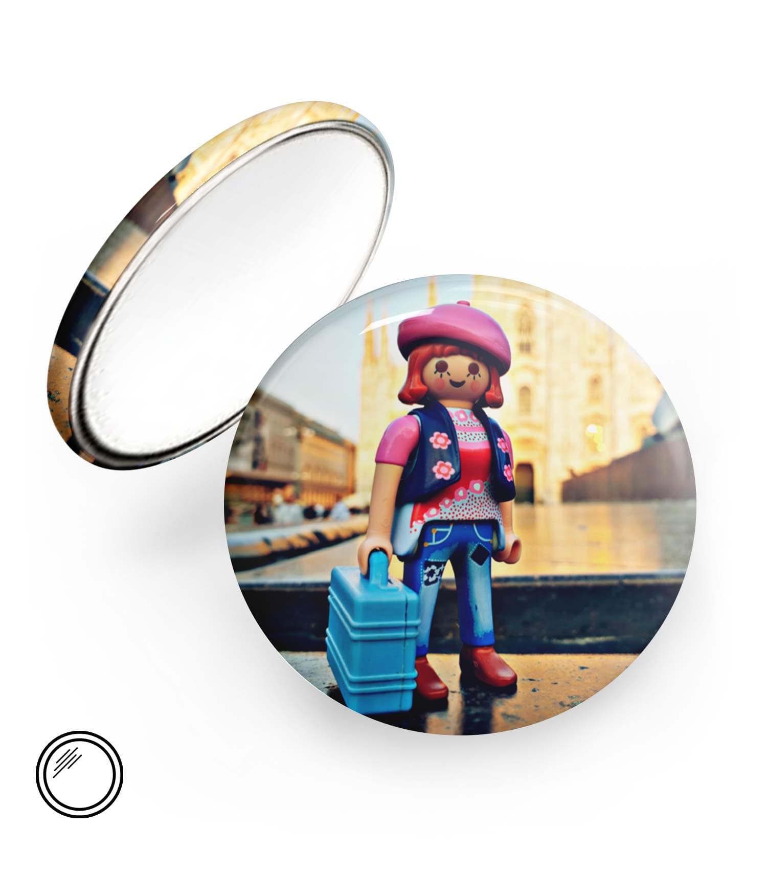 Chapa Espejo 'Viajando a Milán' de Sergio Ninot. ChapartsDesigns