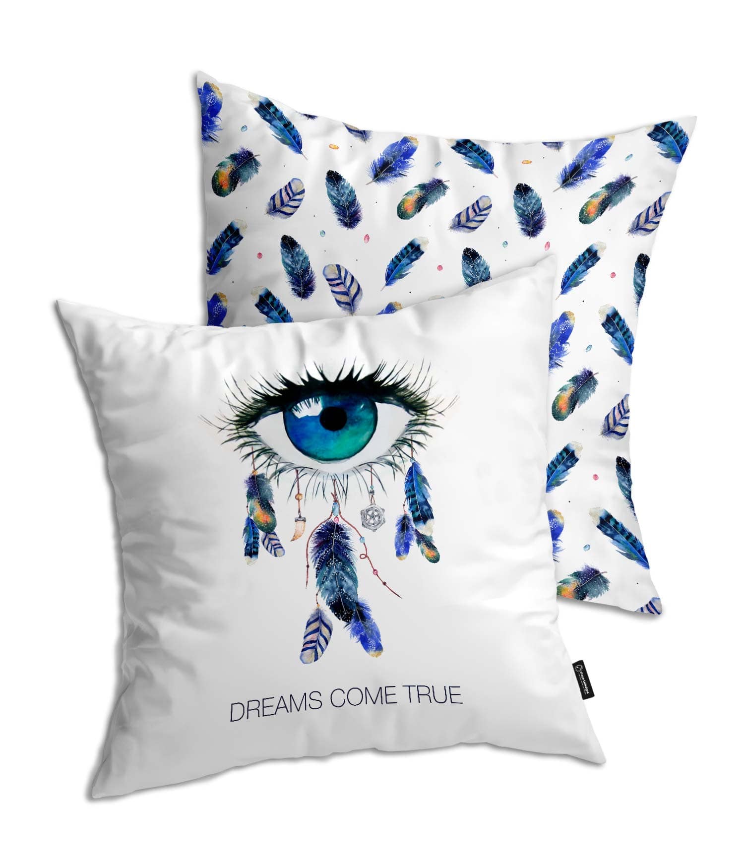 Cojín Blanco 'Dreams Come True'. 2 Caras. Frontal. ChapartsDesigns