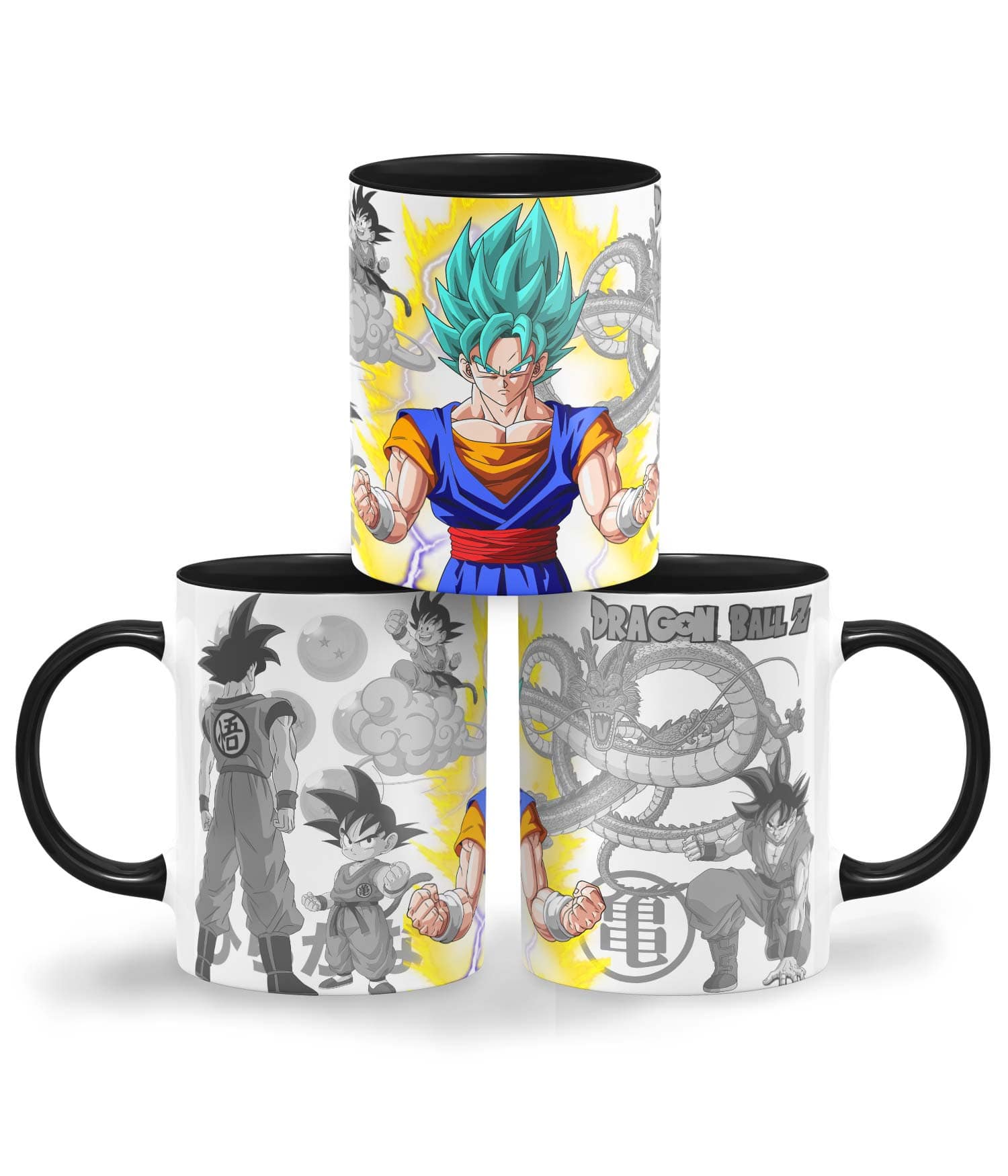 Taza Color 'De Niño Mono a Guerrero Super Saiyan'. 3 Tazas. ChapartsDesigns