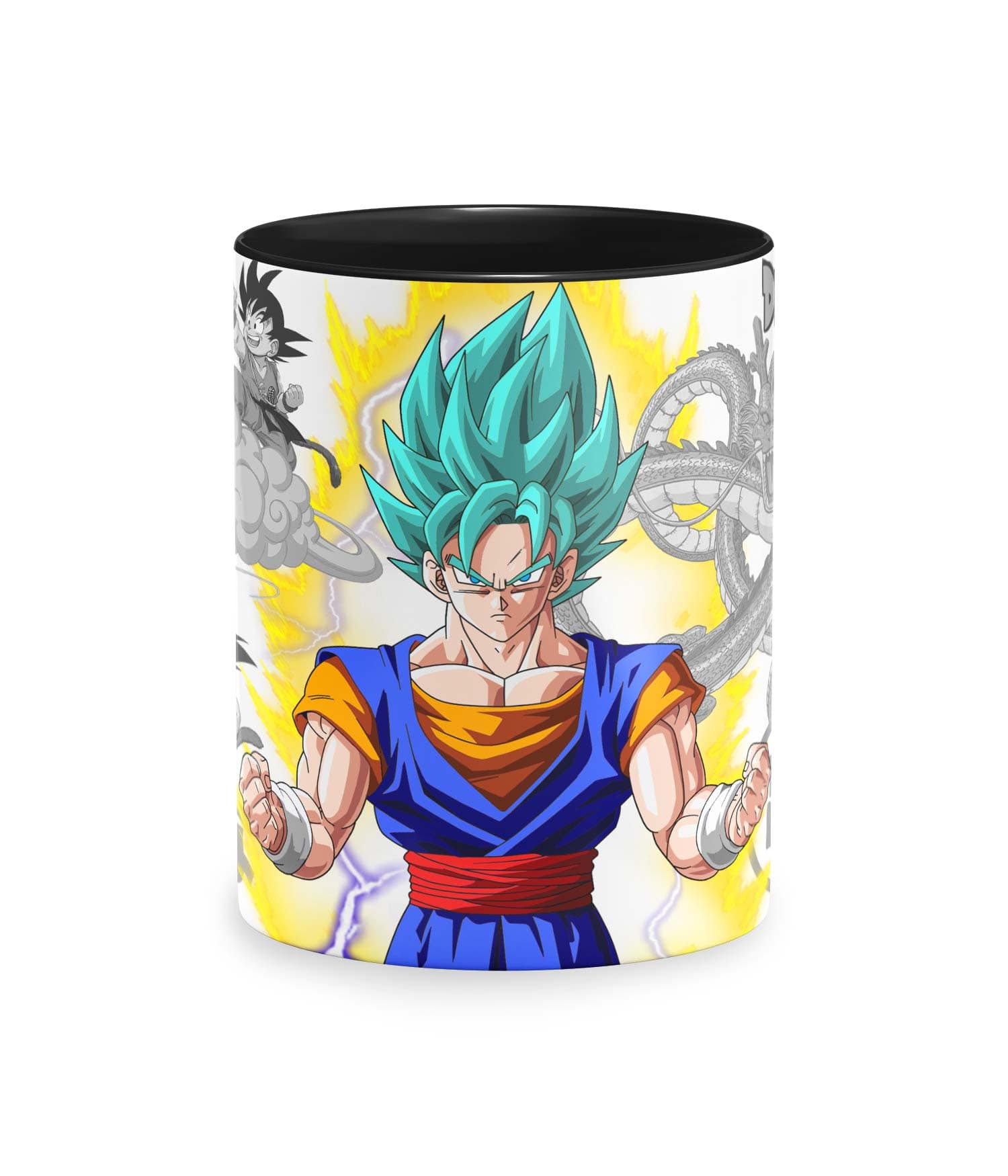 Taza Color 'De Niño Mono a Guerrero Super Saiyan'. Frontal. ChapartsDesigns