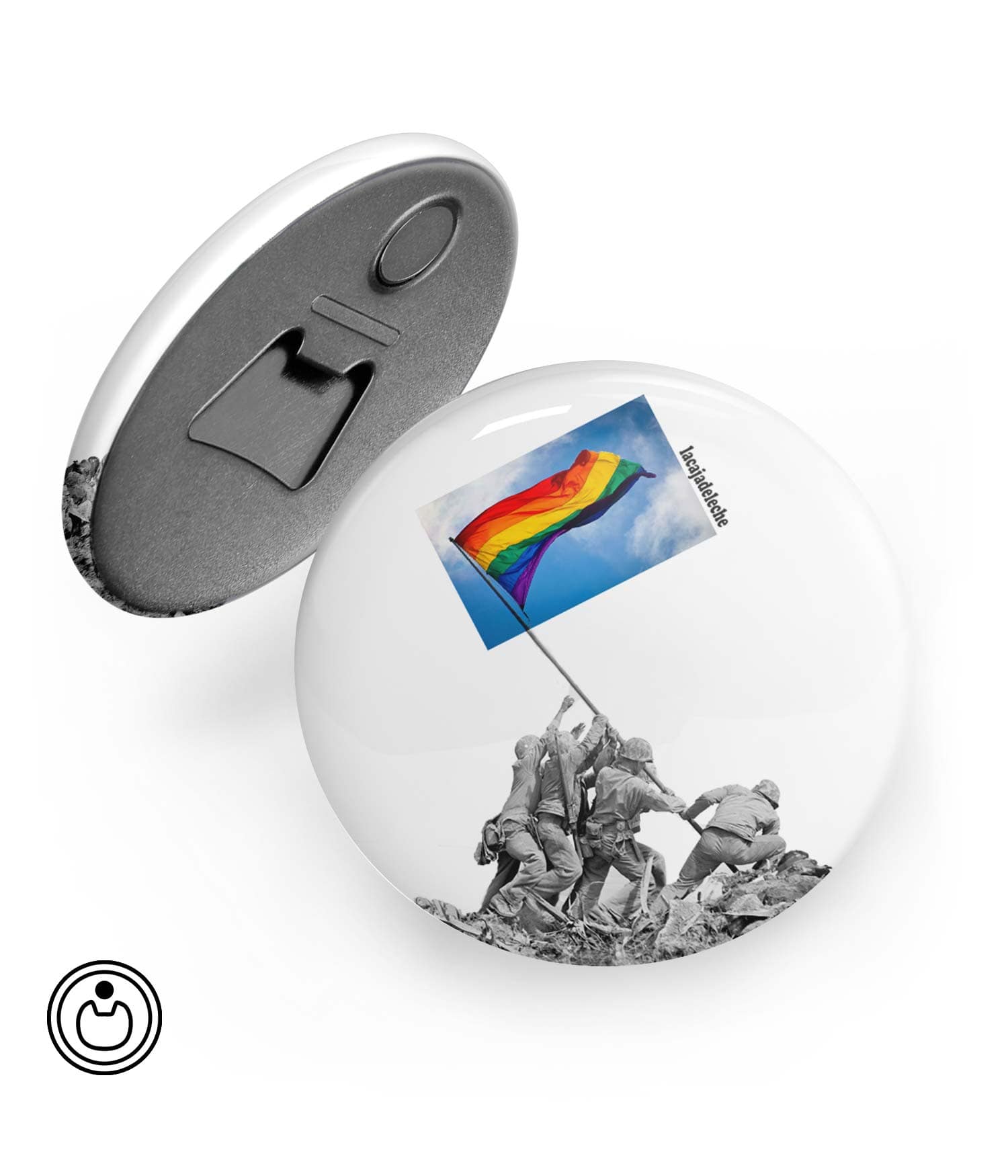 Chapa Abridor con Imán "La Izada del arcoiris" de LaCajaDeLeche. ChapartsDesigns