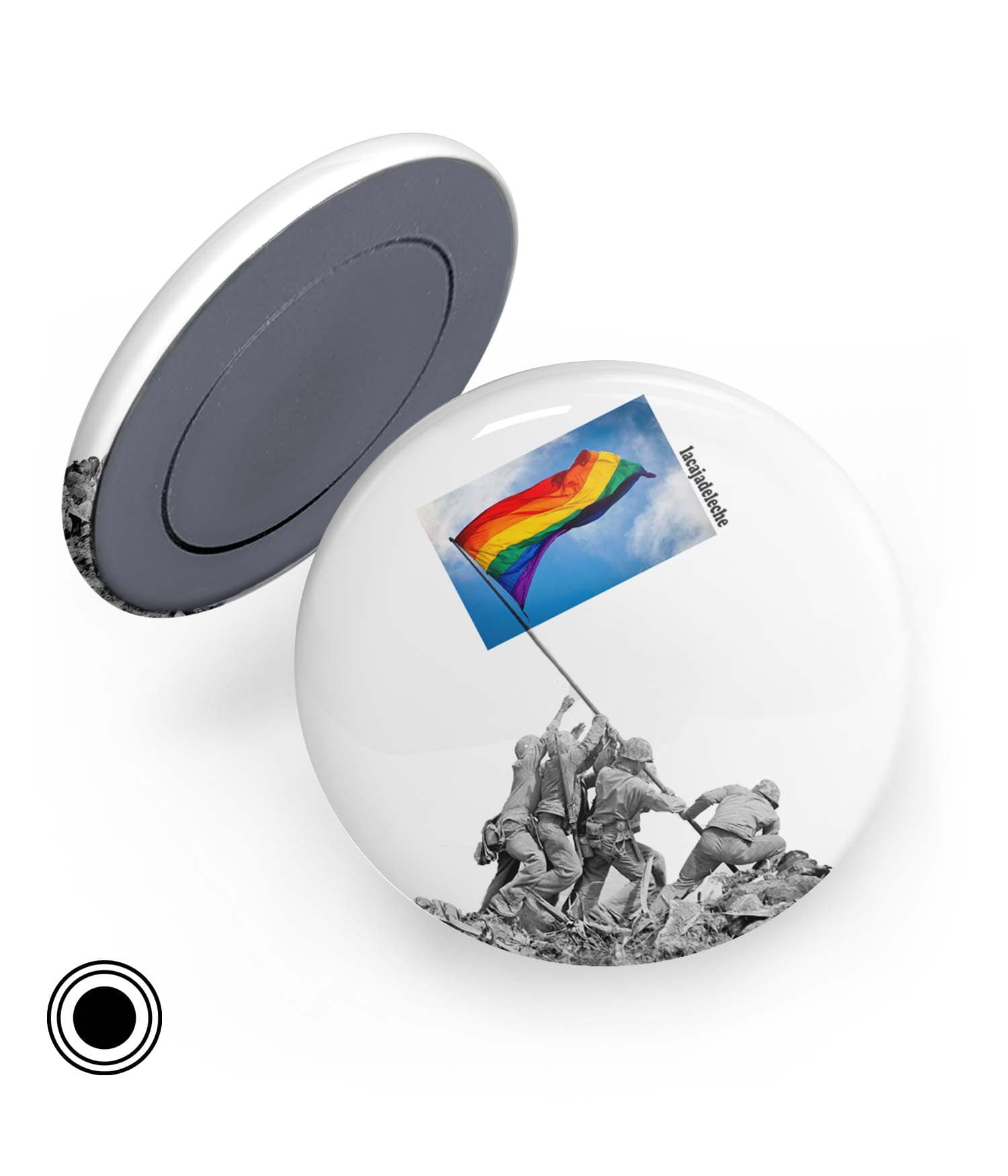 Chapa Imán "La Izada del arcoiris" de LaCajaDeLeche. ChapartsDesigns