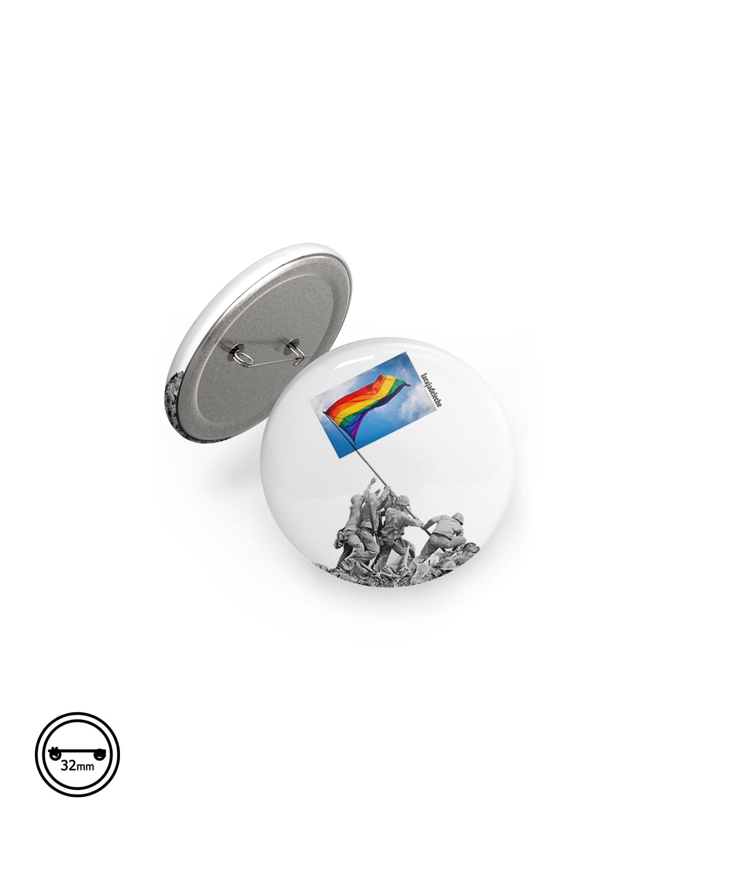 Chapa Imperdible 32 "La Izada del arcoiris" de LaCajaDeLeche. ChapartsDesigns