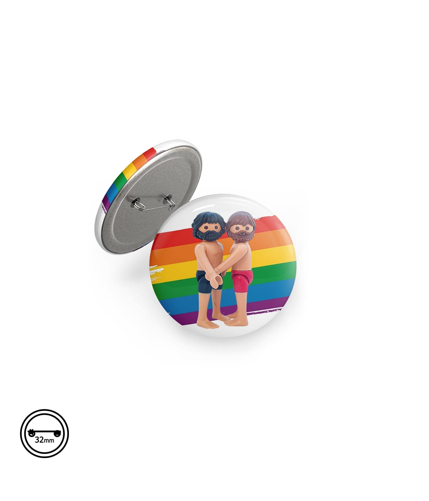 Chapa Imperdible 32mm 'Amantes a voces' de Sergio Ninot. ChapartsDesigns