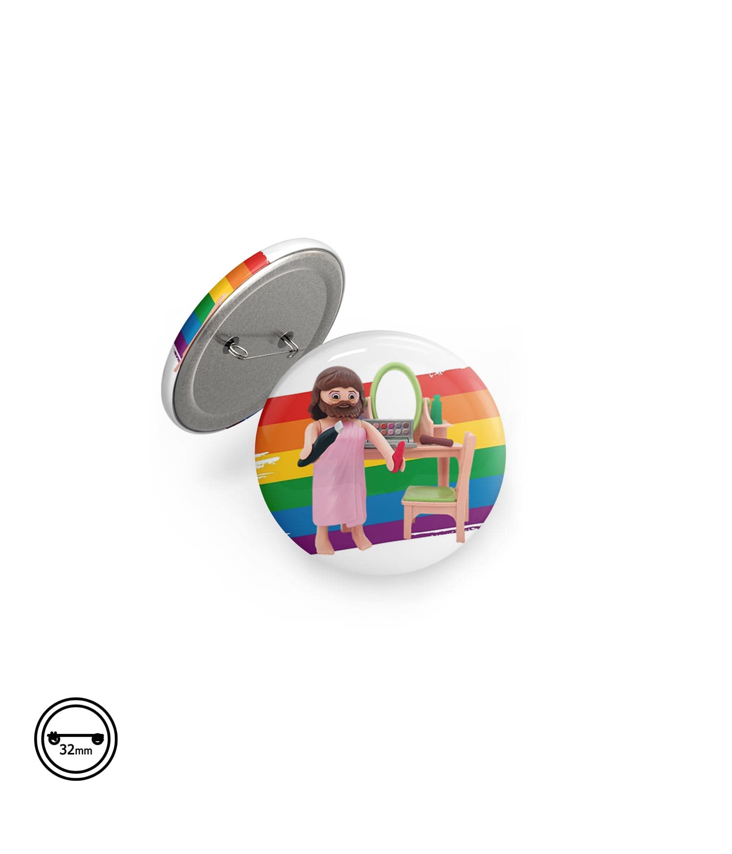 Chapa Imperdible 32mm 'Que empiece el espectáculo' de Sergio Ninot. ChapartsDesigns