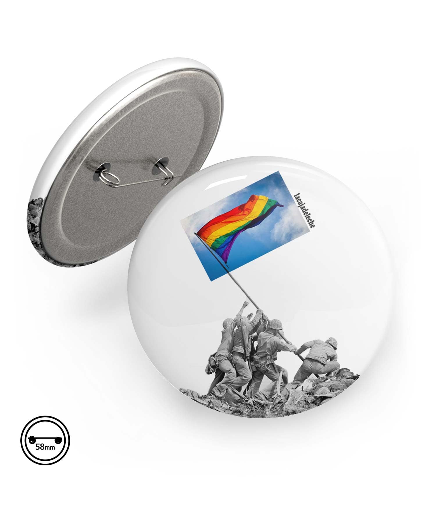 Chapa Imperdible 58 "La Izada del arcoiris" de LaCajaDeLeche. ChapartsDesigns