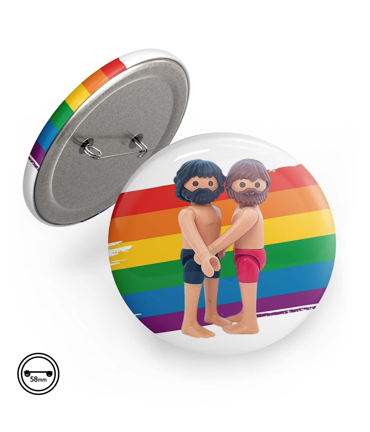 Chapa Imperdible 58mm 'Amantes a voces' de Sergio Ninot. ChapartsDesigns