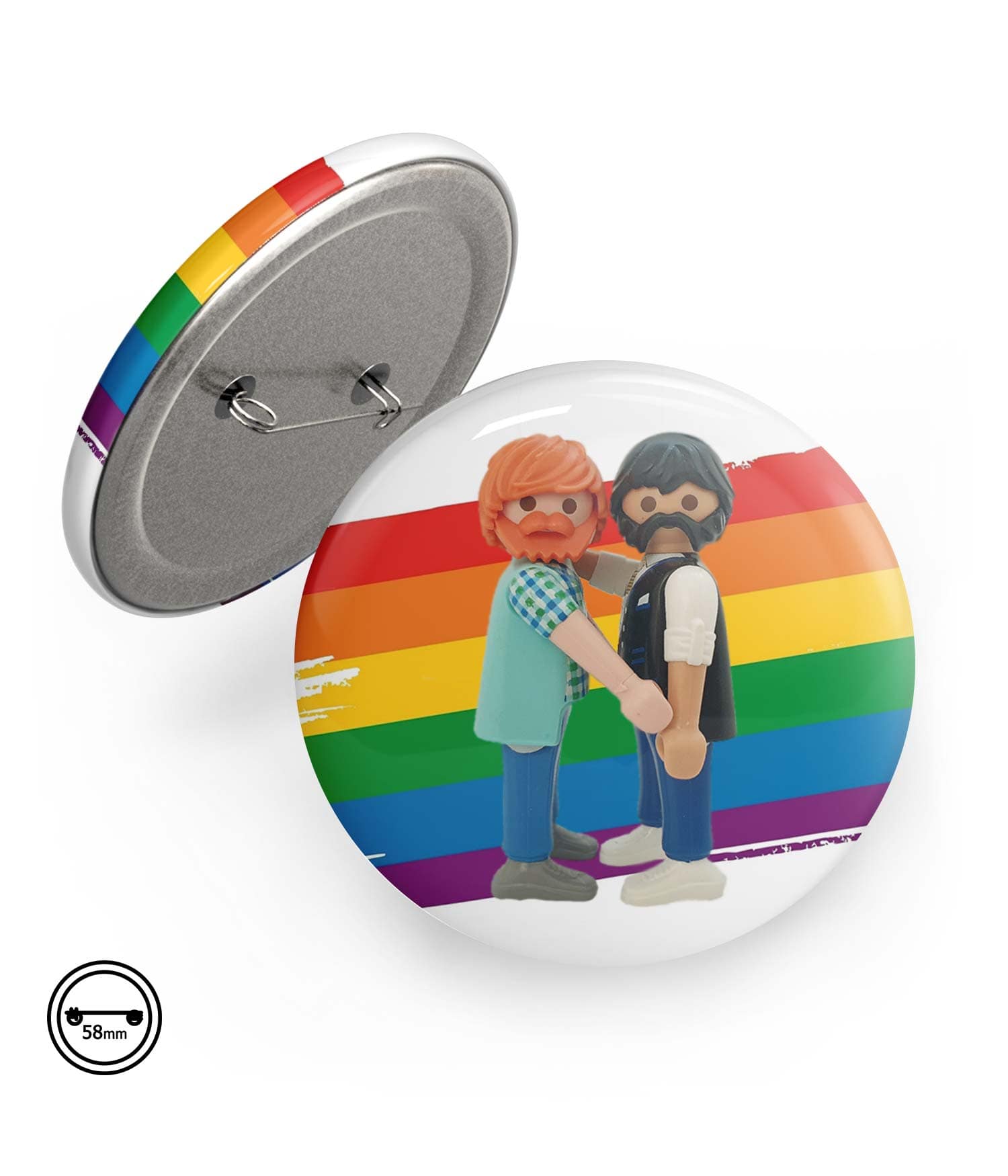 Chapa Imperdible 58mm 'Tu y Yo' de Sergio Ninot. ChapartsDesigns