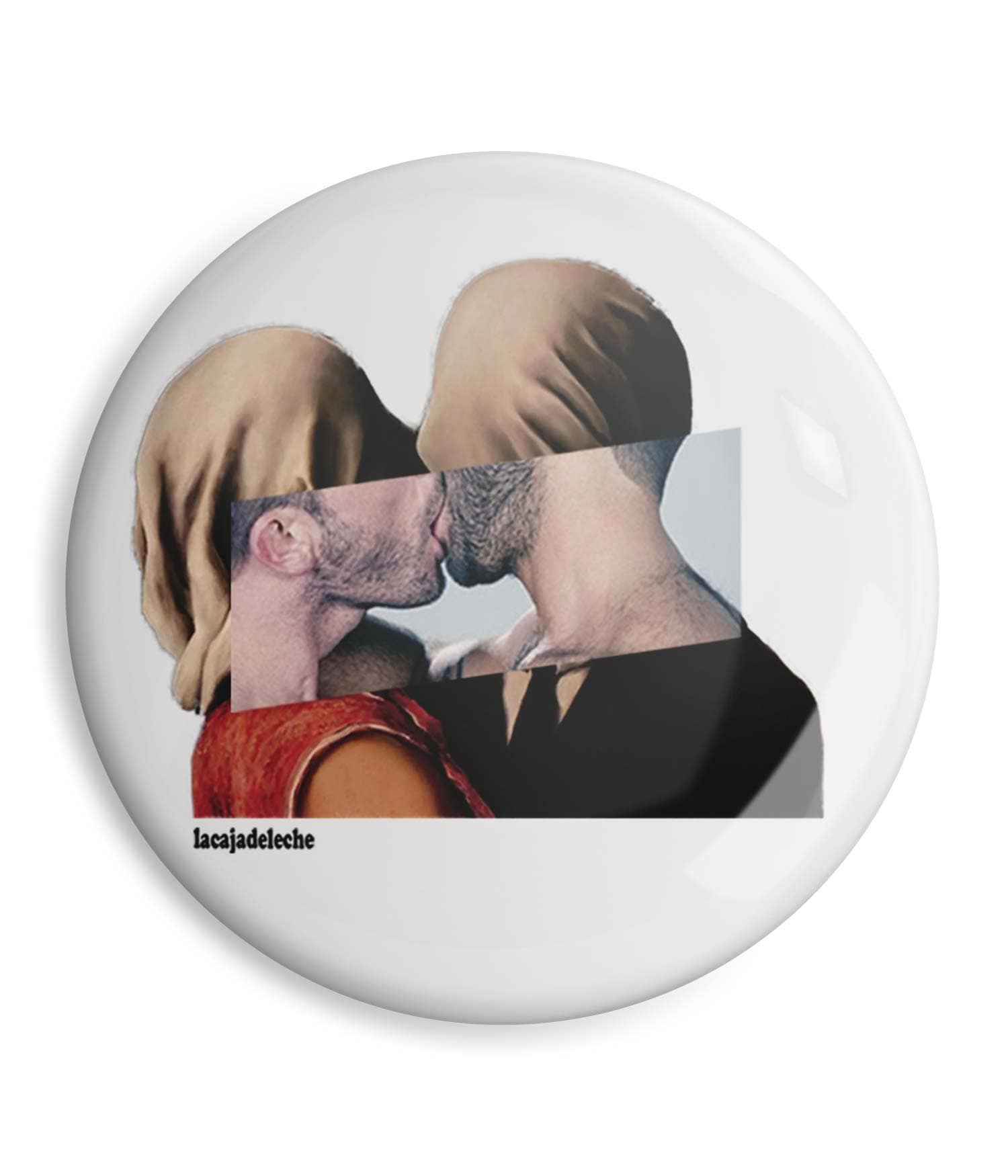 Chapa 'Los amantes prohibidos' de LaCajaDeLeche. Blanco. ChapartsDesigns