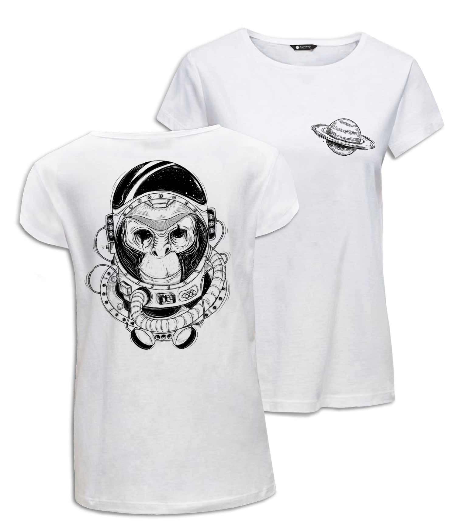 Camiseta Mujer 'Mono Astronauta Viaje Interestelar'. Reverso y Frontal. ChapartsDesigns Camiseta Mujer 'Mono Astronauta Viaje Interestelar'. Reverso y Frontal. ChapartsDesigns