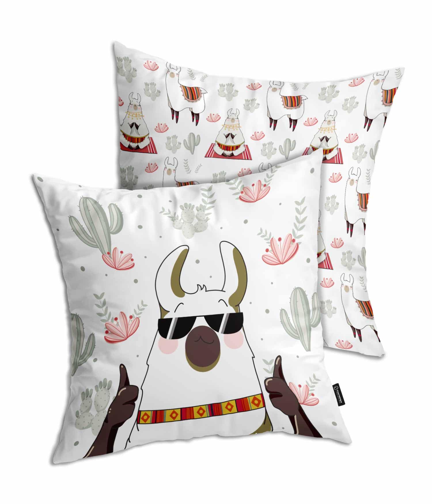 Cojín Blanco 'La llama Luzmar'. 2 Caras. Frontal. Chapartsdesigns Cojín Blanco 'La llama Luzmar'. 2 Caras. Frontal. Chapartsdesigns